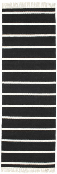  Dorri Stripe - Negru/White Covor 80X250 Modern Lucrate De Mână Traverse Hol Negru/Bej-Crem (Lână, India)