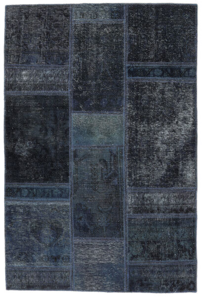  Patchwork - Persien/Iran Covor 104X156 Modern Lucrat Manual Negru/Albastru Închis (Lână, Persia/Iran)