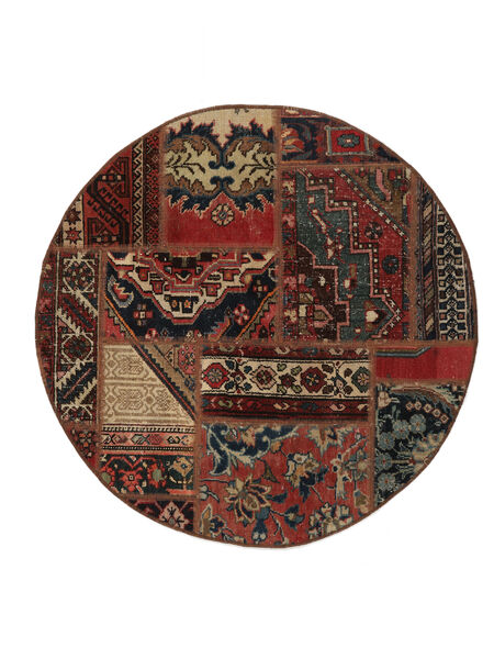  Ø 100 Patchwork Covor Rotund Negru/Dark Red Persia/Iran
 