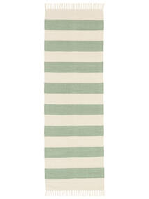  Cotton Stripe - Mint Covor 80X250 Modern Lucrate De Mână Verde Oliv/Gri Deschis (Bumbac, India)