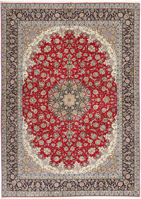 Isfahan Urzeală De Mătase Covor 300X417 Orientale Lucrat Manual Gri Deschis/Roșu-Închis Mare (Lână/Mătase, Persia/Iran)